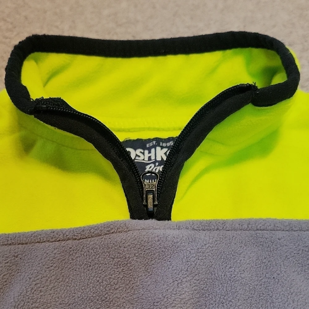 OshKosh B'gosh Neon Yellow and Gray Fleece Sweater Size 18 Months